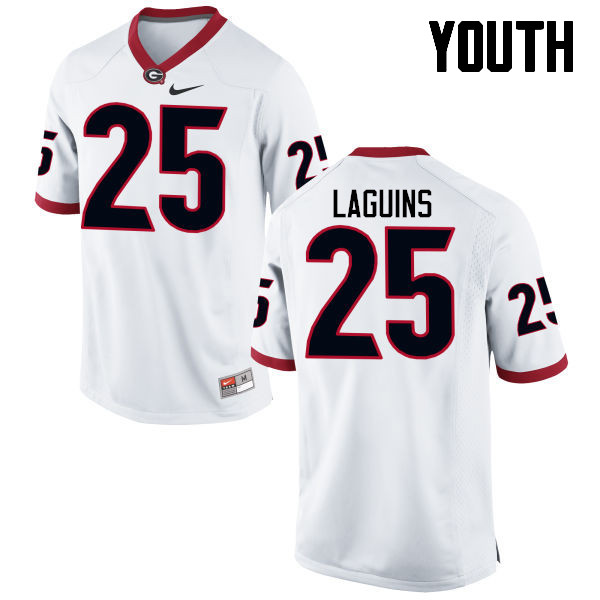 Youth Georgia Bulldogs #25 Jaleel Laguins College Football Jerseys-White - Click Image to Close
